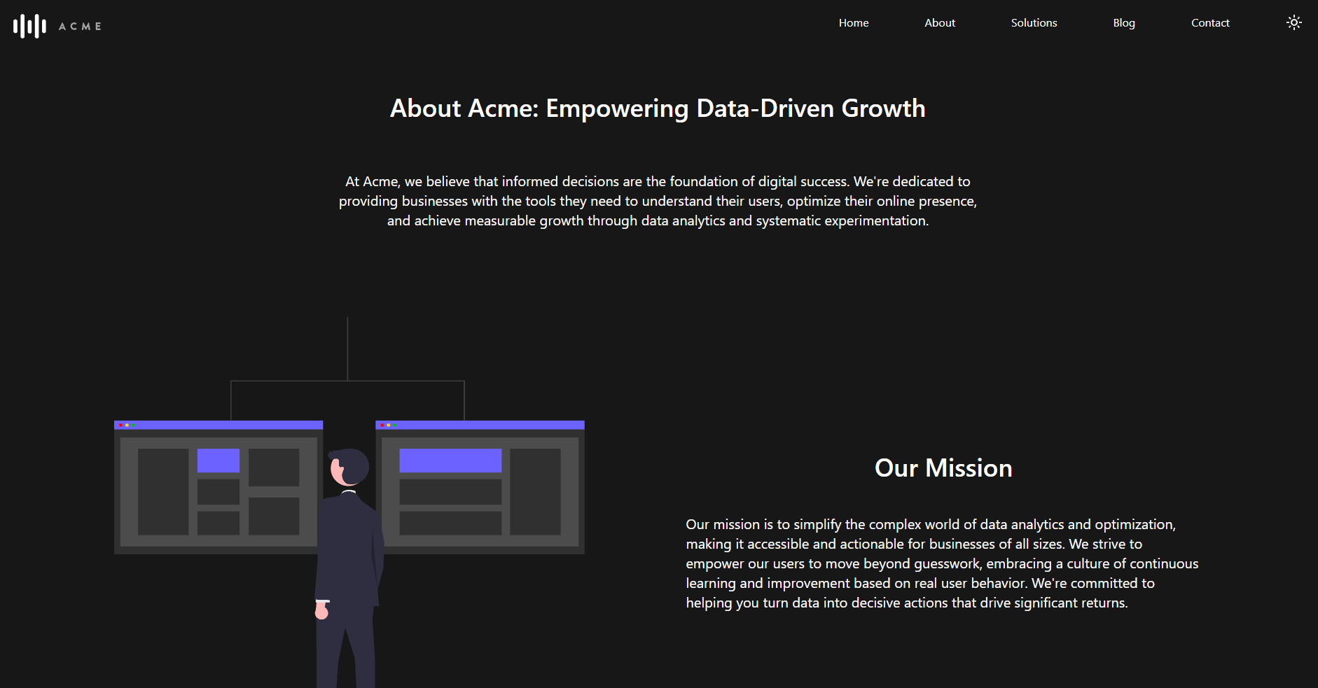 "Template company website about
page"